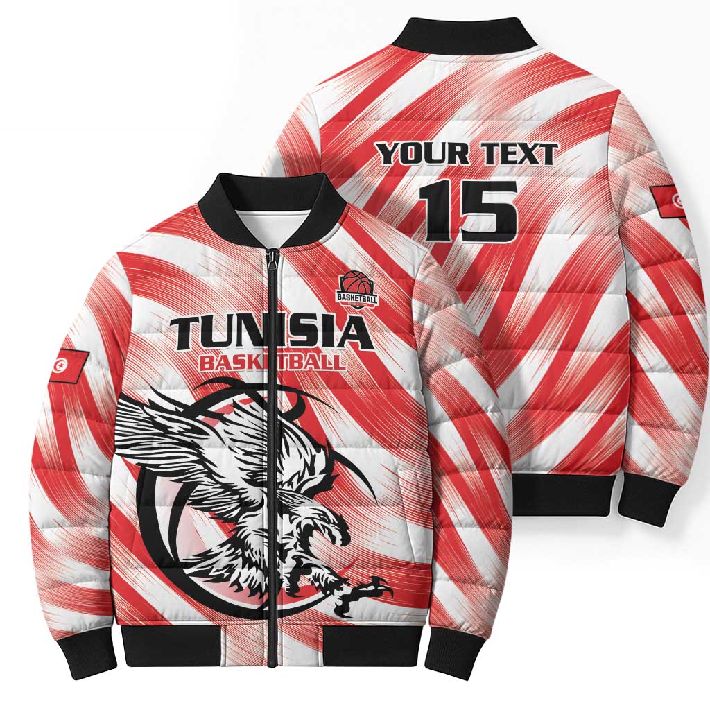 Custom Tunisia Basketball Bomber Puffer Jacket Go Eagles of Carthage - Wonder Print Shop