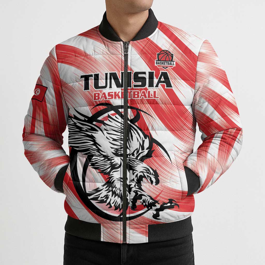 Custom Tunisia Basketball Bomber Puffer Jacket Go Eagles of Carthage - Wonder Print Shop