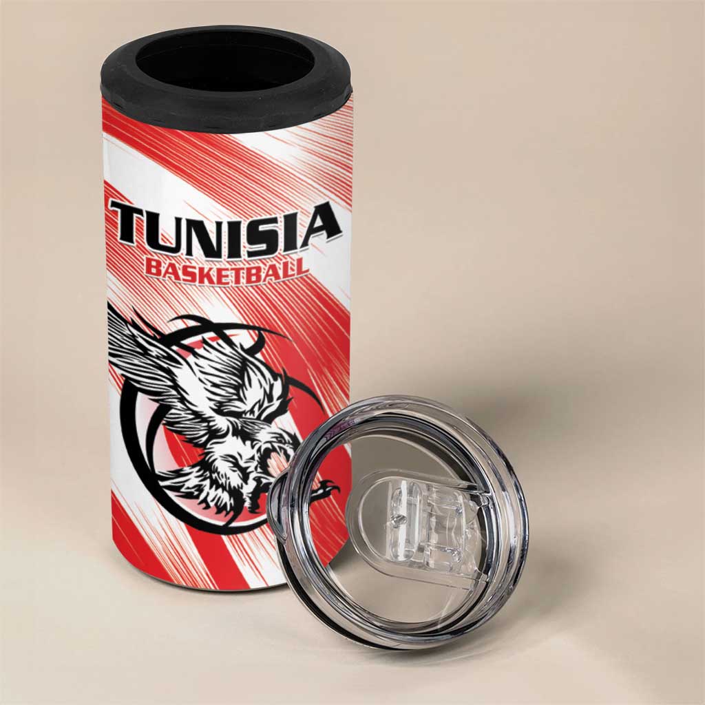 Custom Tunisia Basketball 4 in 1 Can Cooler Tumbler Go Eagles of Carthage - Wonder Print Shop