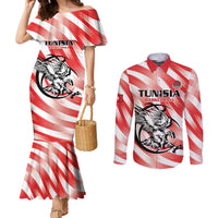 Custom Tunisia Basketball Couples Matching Mermaid Dress and Long Sleeve Button Shirt Go Eagles of Carthage - Wonder Print Shop