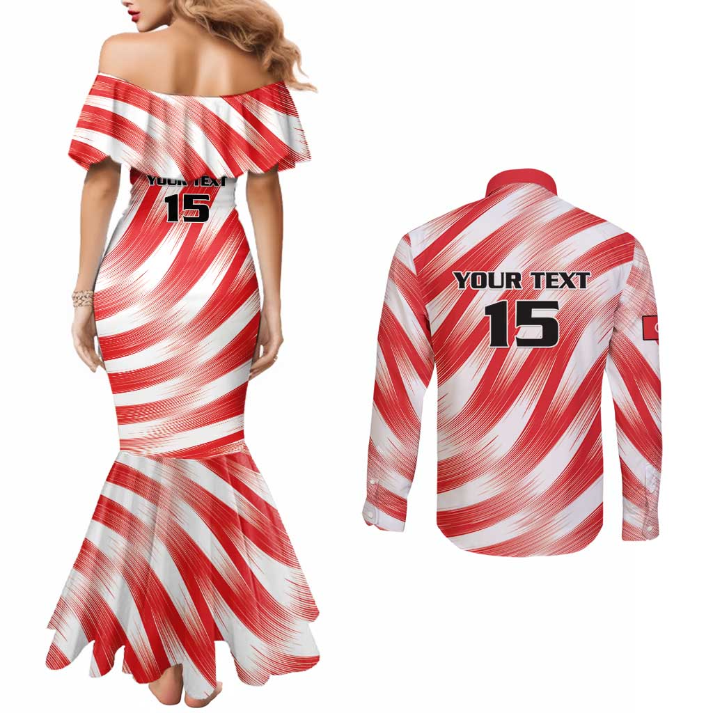 Custom Tunisia Basketball Couples Matching Mermaid Dress and Long Sleeve Button Shirt Go Eagles of Carthage - Wonder Print Shop