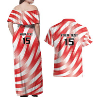 Custom Tunisia Basketball Couples Matching Off Shoulder Maxi Dress and Hawaiian Shirt Go Eagles of Carthage - Wonder Print Shop