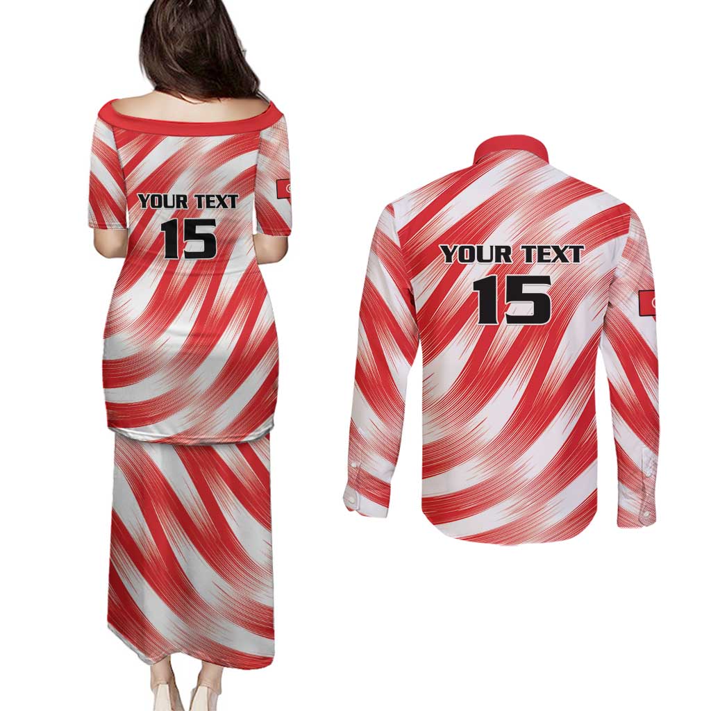 Custom Tunisia Basketball Couples Matching Puletasi and Long Sleeve Button Shirt Go Eagles of Carthage - Wonder Print Shop