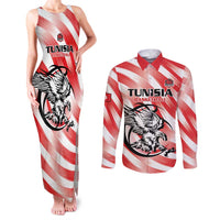 Custom Tunisia Basketball Couples Matching Tank Maxi Dress and Long Sleeve Button Shirt Go Eagles of Carthage - Wonder Print Shop