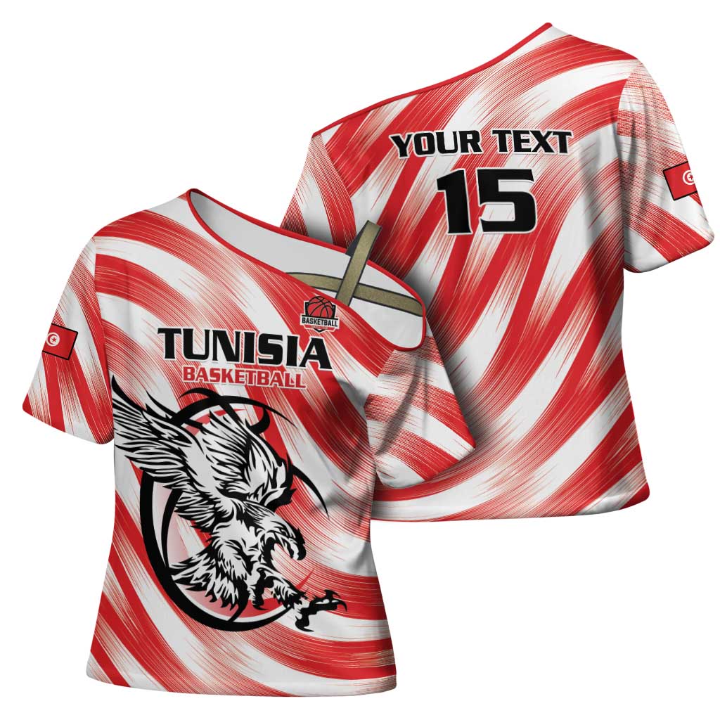 Custom Tunisia Basketball Cross Shoulder Shirt Go Eagles of Carthage - Wonder Print Shop