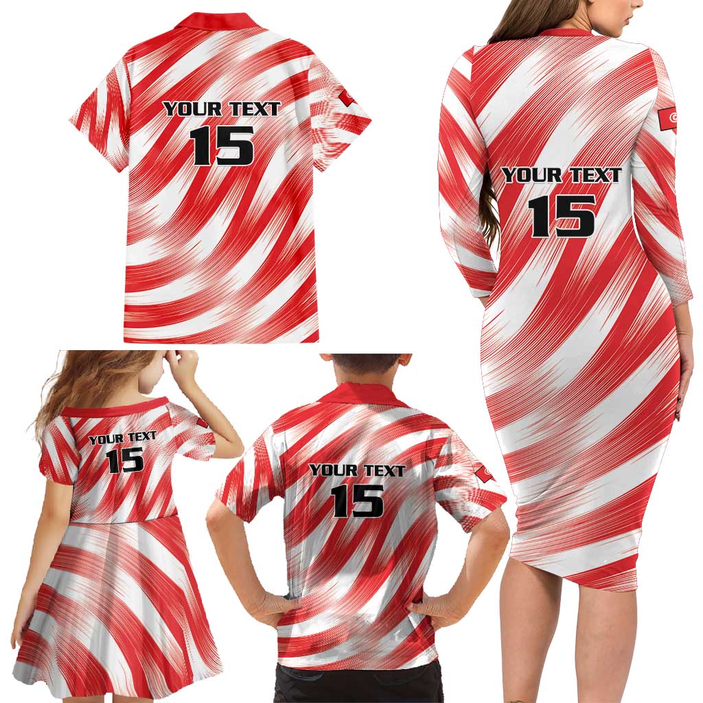 Custom Tunisia Basketball Family Matching Long Sleeve Bodycon Dress and Hawaiian Shirt Go Eagles of Carthage - Wonder Print Shop