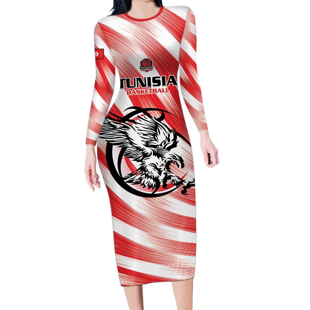 Custom Tunisia Basketball Family Matching Long Sleeve Bodycon Dress and Hawaiian Shirt Go Eagles of Carthage - Wonder Print Shop