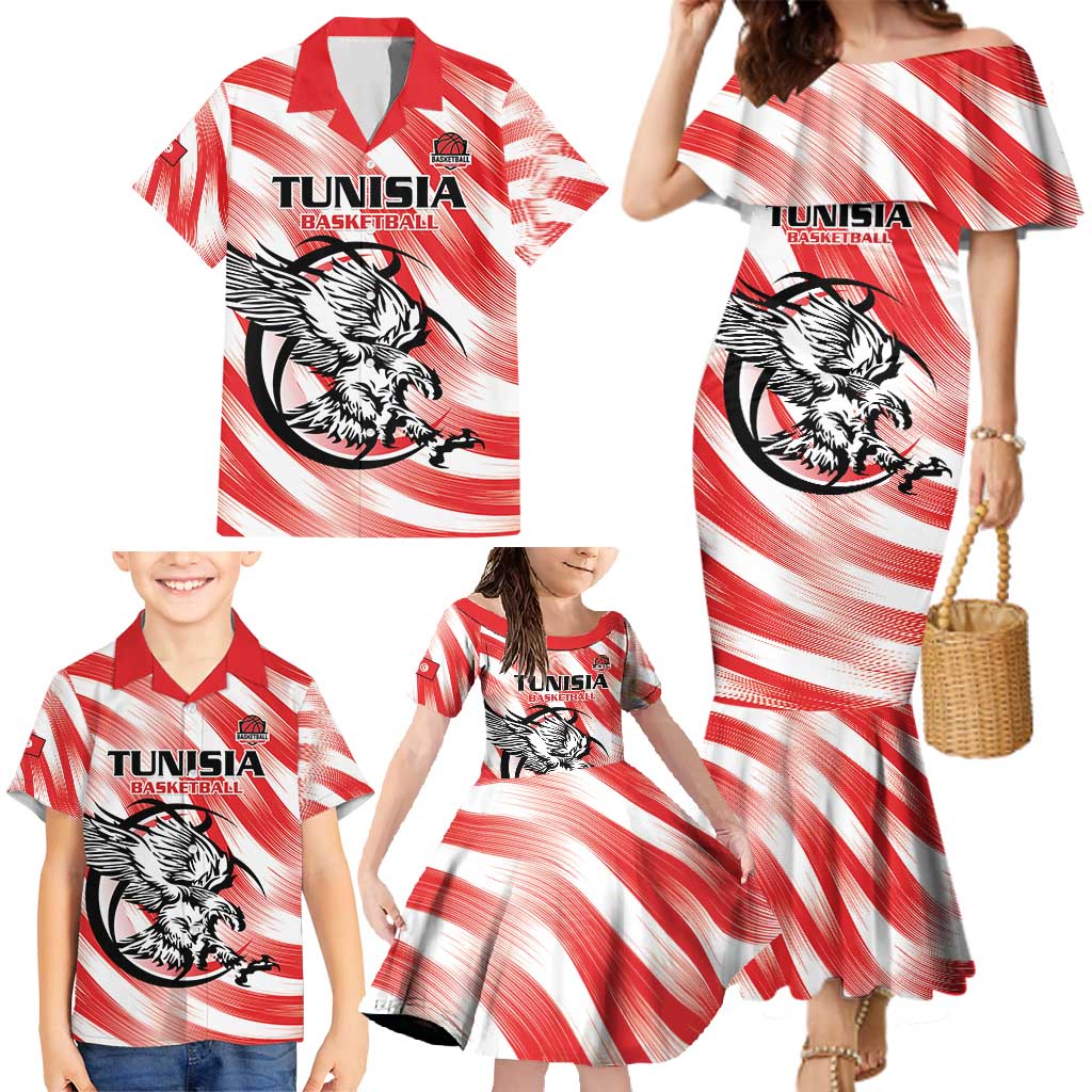 Custom Tunisia Basketball Family Matching Mermaid Dress and Hawaiian Shirt Go Eagles of Carthage - Wonder Print Shop