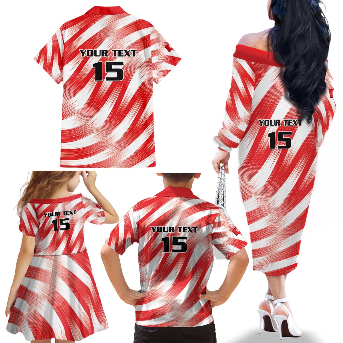 Custom Tunisia Basketball Family Matching Off The Shoulder Long Sleeve Dress and Hawaiian Shirt Go Eagles of Carthage - Wonder Print Shop