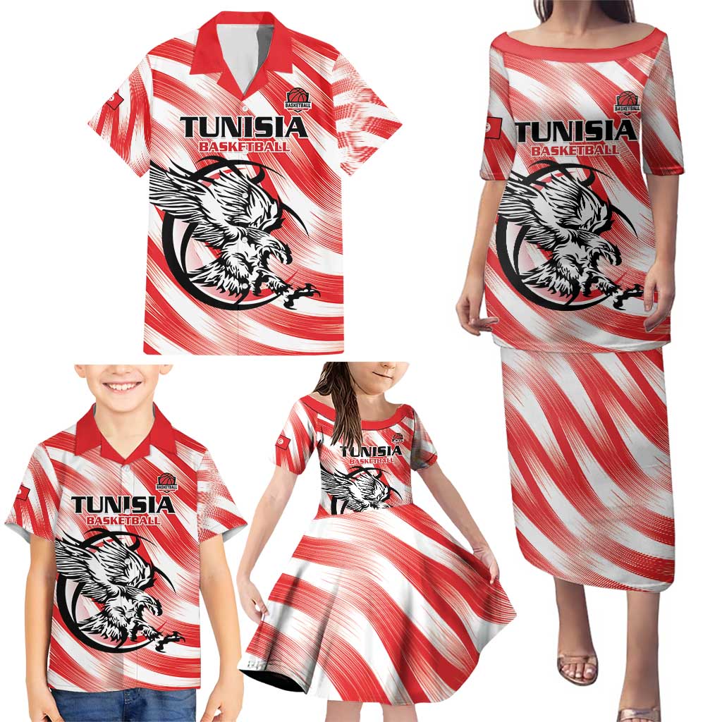 Custom Tunisia Basketball Family Matching Puletasi and Hawaiian Shirt Go Eagles of Carthage - Wonder Print Shop