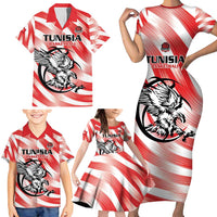 Custom Tunisia Basketball Family Matching Short Sleeve Bodycon Dress and Hawaiian Shirt Go Eagles of Carthage - Wonder Print Shop