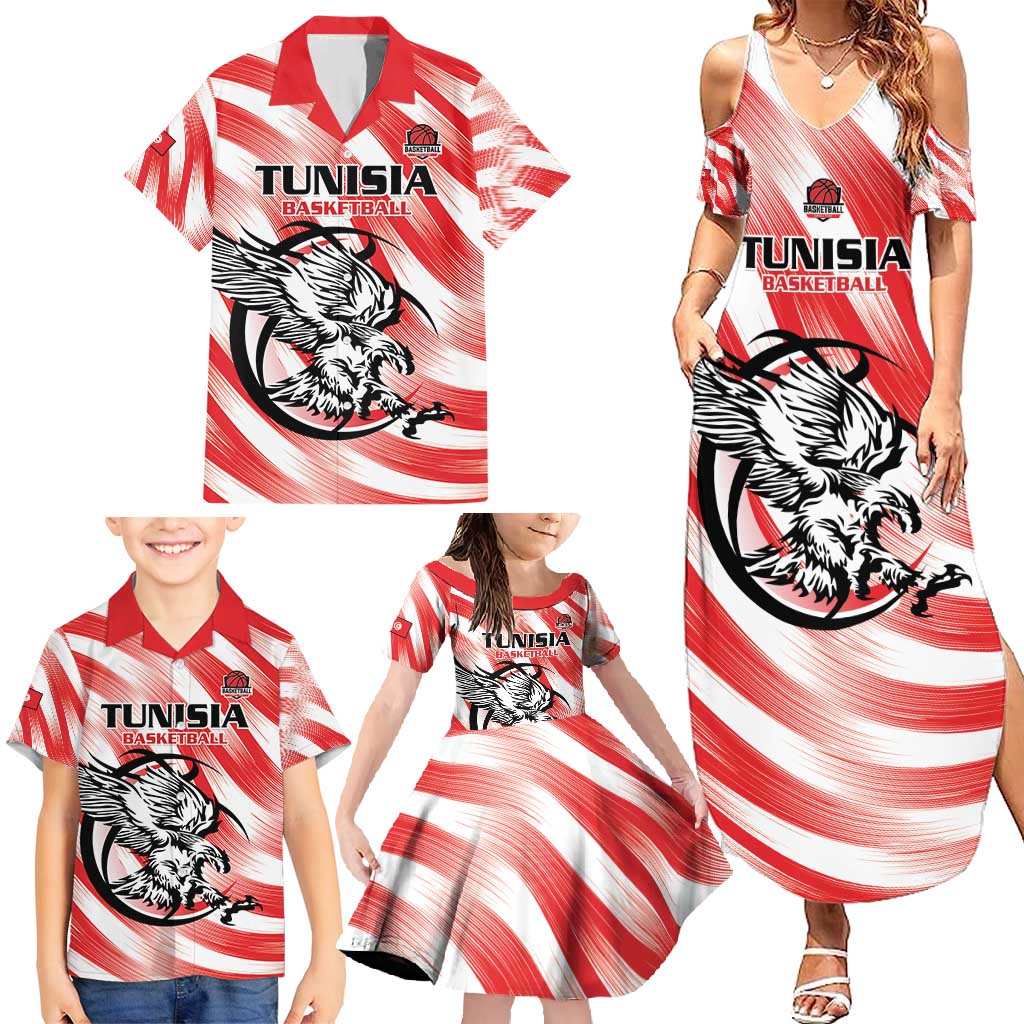 Custom Tunisia Basketball Family Matching Summer Maxi Dress and Hawaiian Shirt Go Eagles of Carthage - Wonder Print Shop