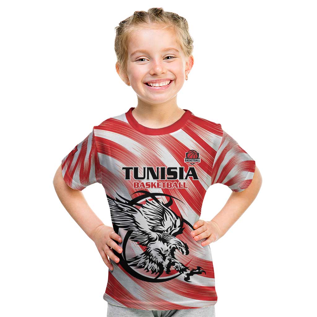 Custom Tunisia Basketball Kid T Shirt Go Eagles of Carthage - Wonder Print Shop