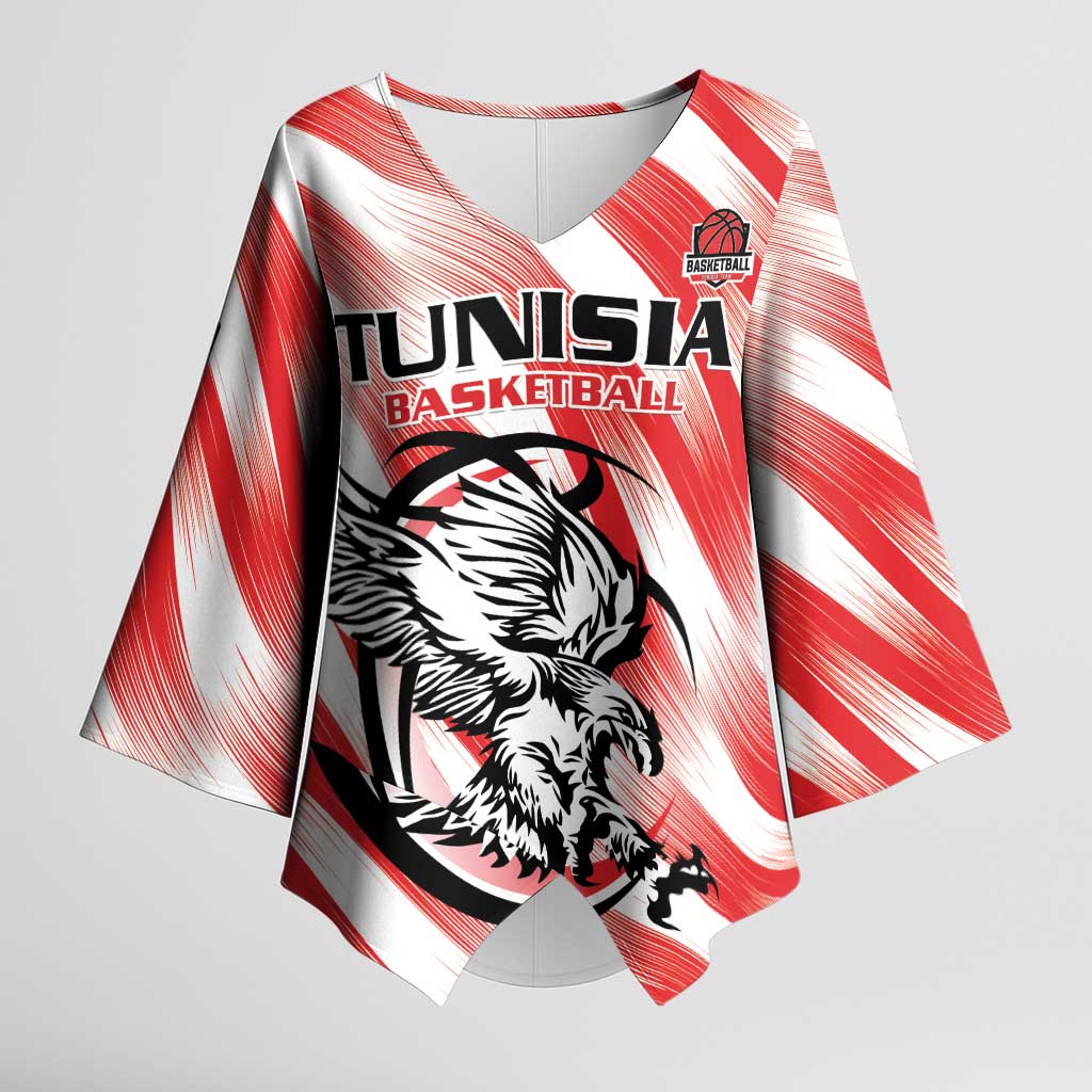 Custom Tunisia Basketball Kimono Sleeve Blouse Go Eagles of Carthage - Wonder Print Shop