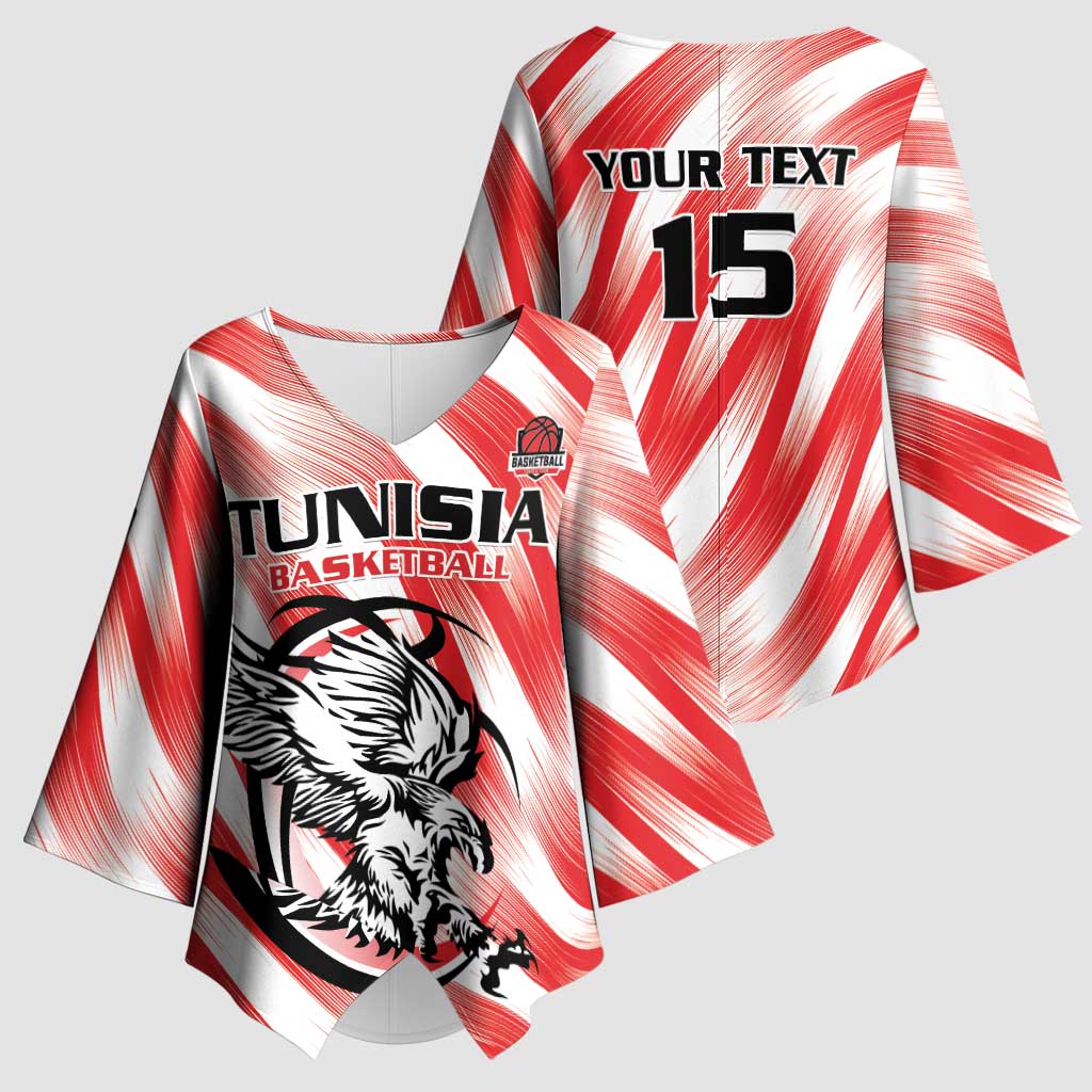 Custom Tunisia Basketball Kimono Sleeve Blouse Go Eagles of Carthage - Wonder Print Shop