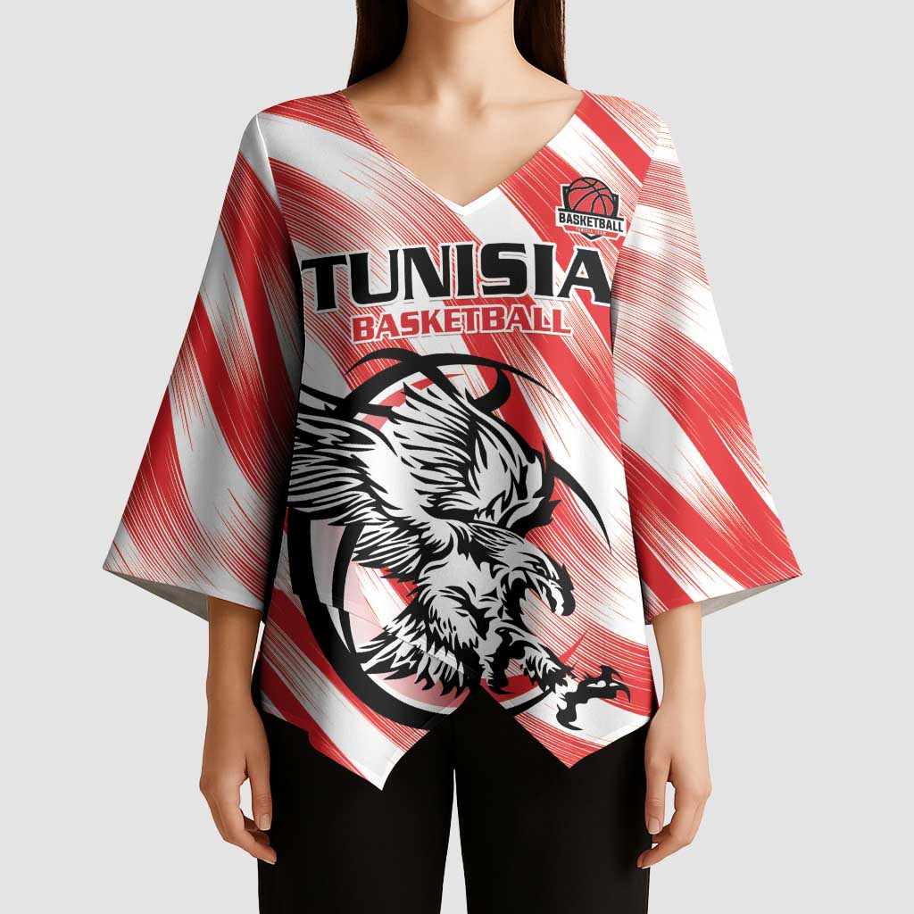 Custom Tunisia Basketball Kimono Sleeve Blouse Go Eagles of Carthage - Wonder Print Shop