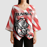 Custom Tunisia Basketball Kimono Sleeve Blouse Go Eagles of Carthage - Wonder Print Shop