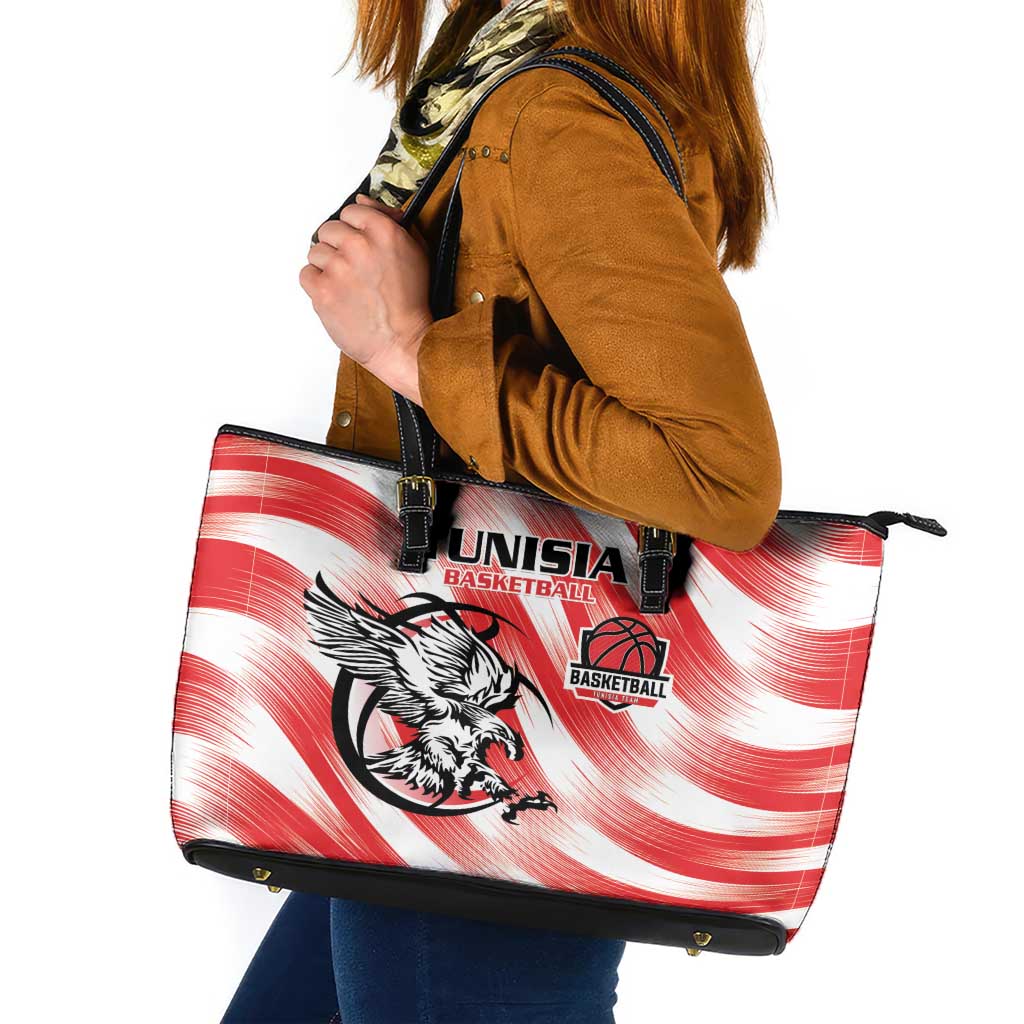 Tunisia Basketball Leather Tote Bag Go Eagles of Carthage - Wonder Print Shop