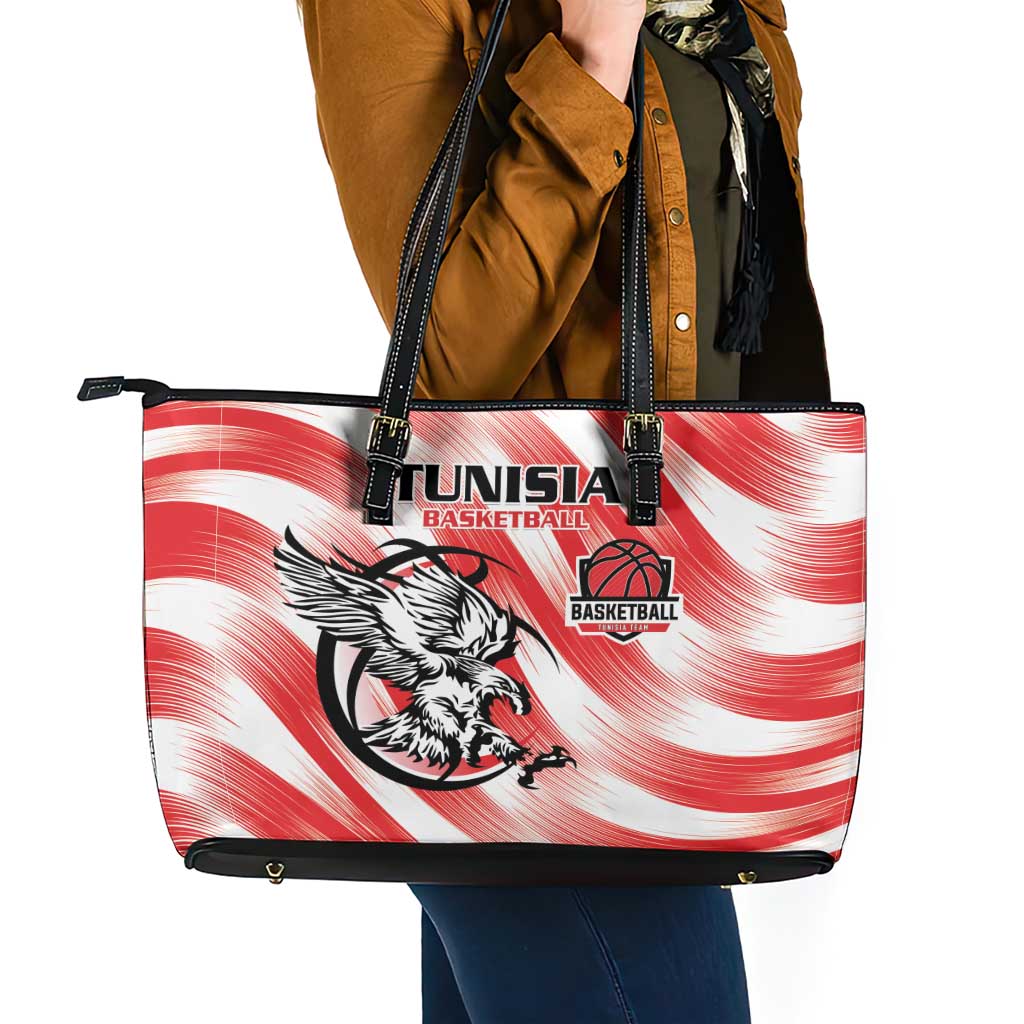 Tunisia Basketball Leather Tote Bag Go Eagles of Carthage - Wonder Print Shop