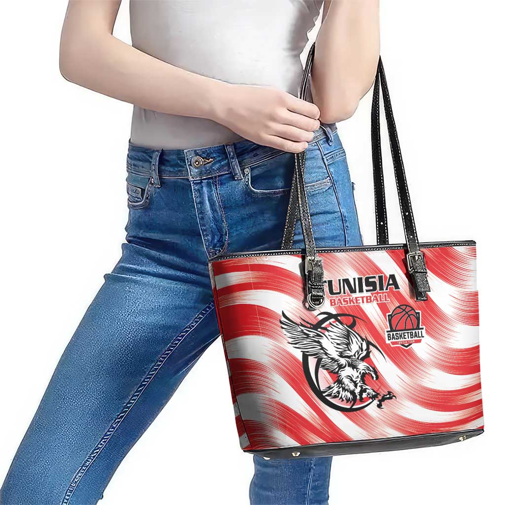 Tunisia Basketball Leather Tote Bag Go Eagles of Carthage - Wonder Print Shop