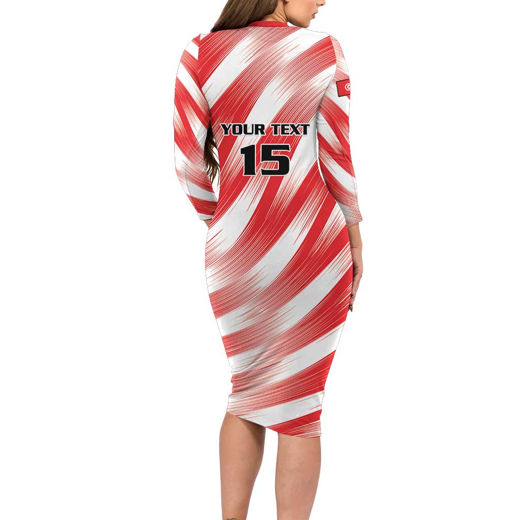 Custom Tunisia Basketball Long Sleeve Bodycon Dress Go Eagles of Carthage - Wonder Print Shop