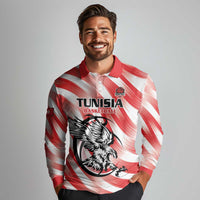 Custom Tunisia Basketball Long Sleeve Polo Shirt Go Eagles of Carthage - Wonder Print Shop