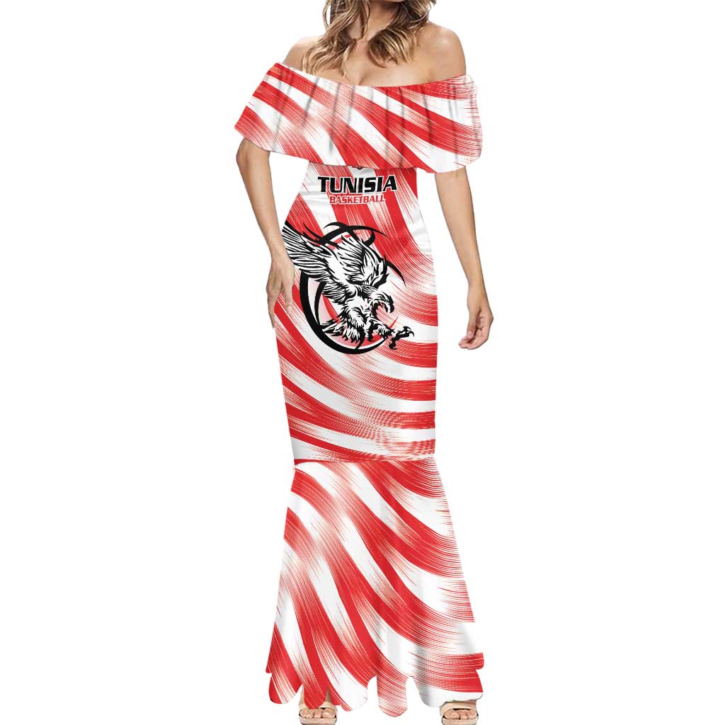 Custom Tunisia Basketball Mermaid Dress Go Eagles of Carthage - Wonder Print Shop