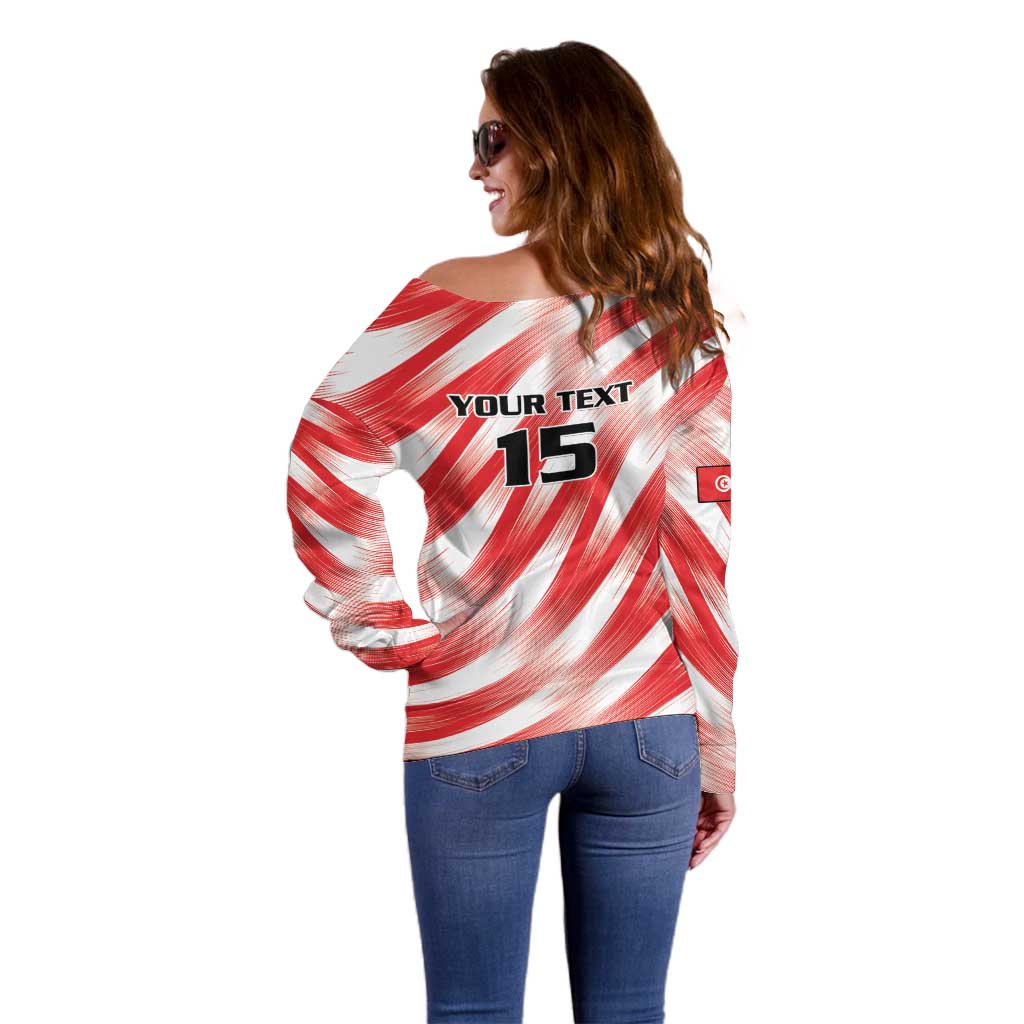 Custom Tunisia Basketball Off Shoulder Sweater Go Eagles of Carthage - Wonder Print Shop