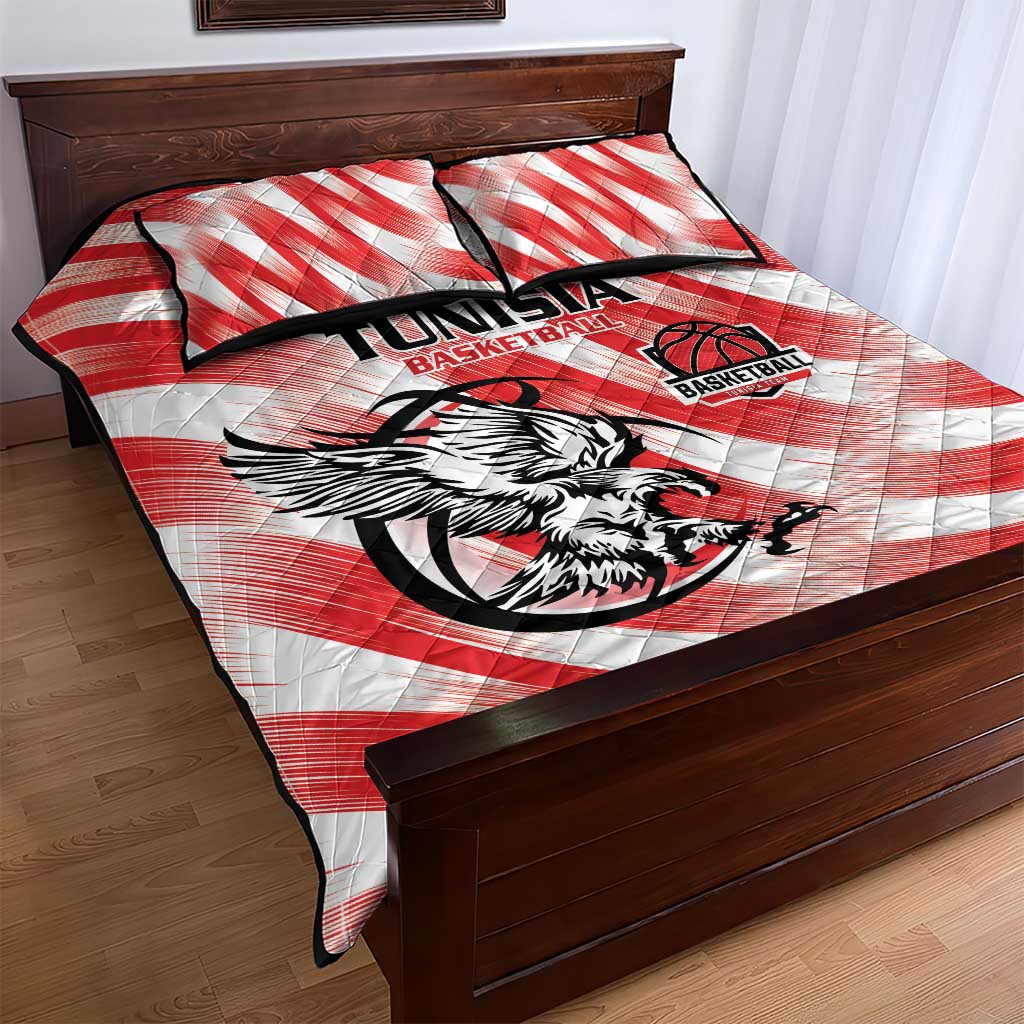 Tunisia Basketball Quilt Bed Set Go Eagles of Carthage - Wonder Print Shop