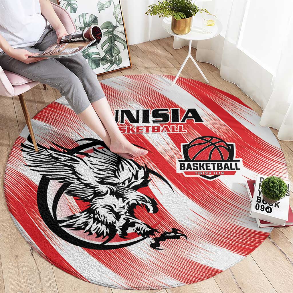 Tunisia Basketball Round Carpet Go Eagles of Carthage - Wonder Print Shop