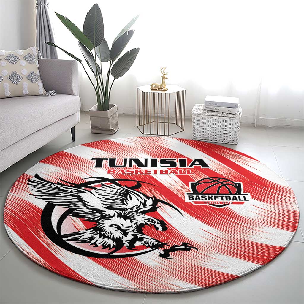 Tunisia Basketball Round Carpet Go Eagles of Carthage - Wonder Print Shop