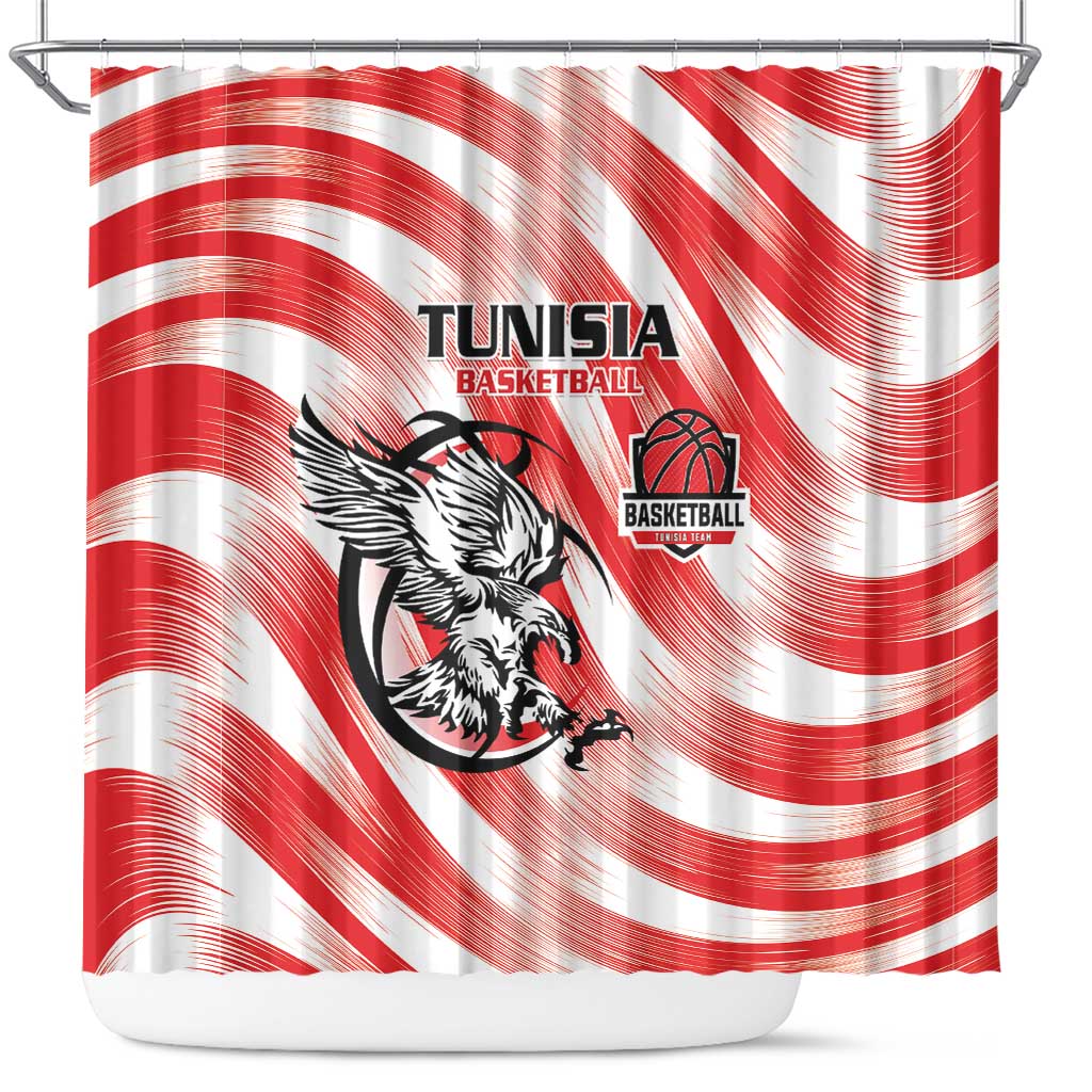 Tunisia Basketball Shower Curtain Go Eagles of Carthage - Wonder Print Shop