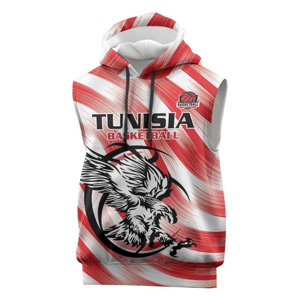 Custom Tunisia Basketball Sleeveless Hoodie Go Eagles of Carthage - Wonder Print Shop