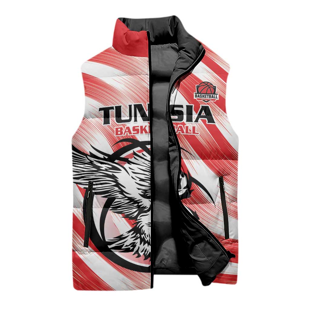 Custom Tunisia Basketball Sleeveless Puffer Jacket Go Eagles of Carthage - Wonder Print Shop