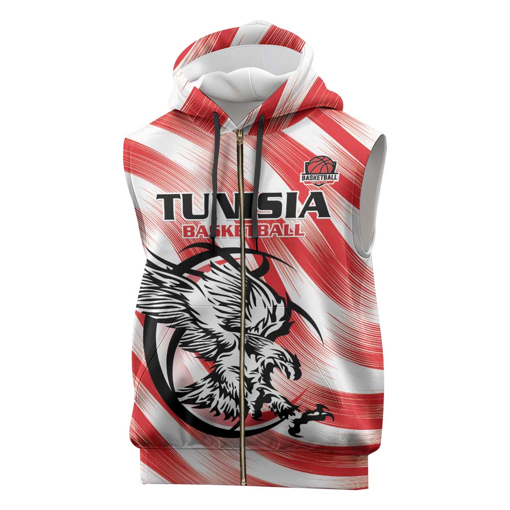 Custom Tunisia Basketball Sleeveless Zip Hoodie Go Eagles of Carthage - Wonder Print Shop