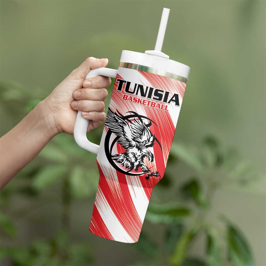 Custom Tunisia Basketball Tumbler With Handle Go Eagles of Carthage - Wonder Print Shop