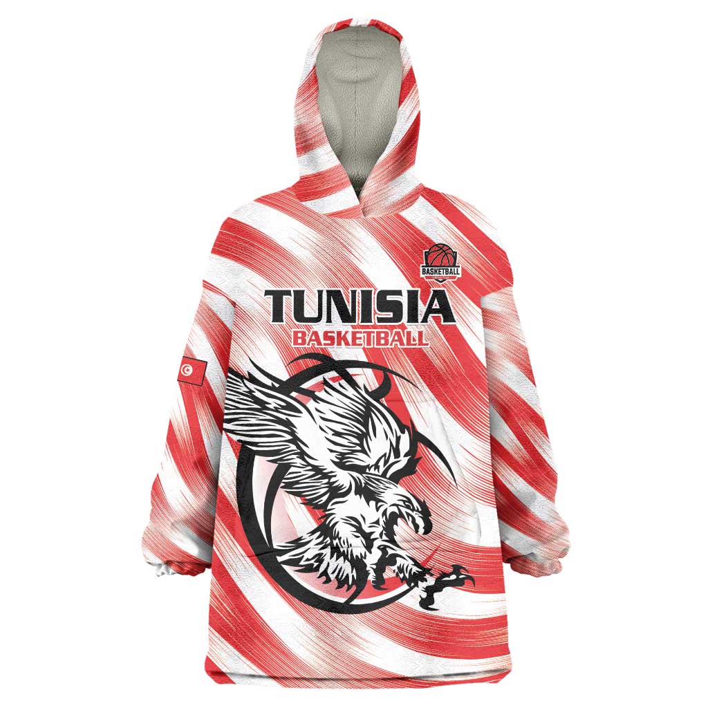 Custom Tunisia Basketball Wearable Blanket Hoodie Go Eagles of Carthage - Wonder Print Shop