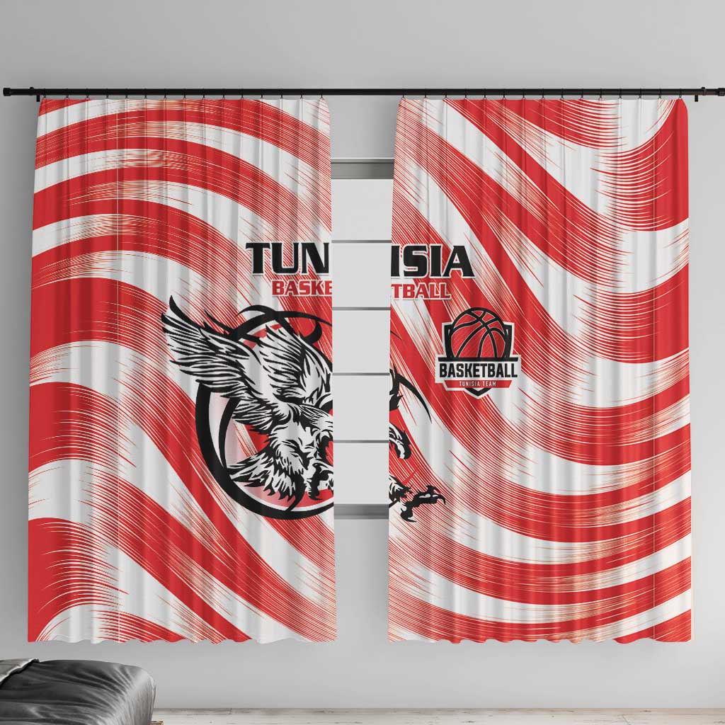 Tunisia Basketball Window Curtain Go Eagles of Carthage - Wonder Print Shop
