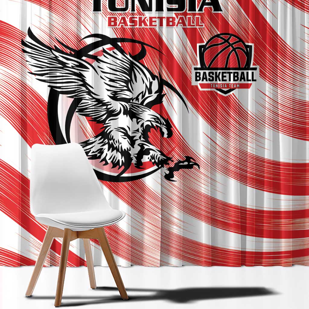 Tunisia Basketball Window Curtain Go Eagles of Carthage - Wonder Print Shop