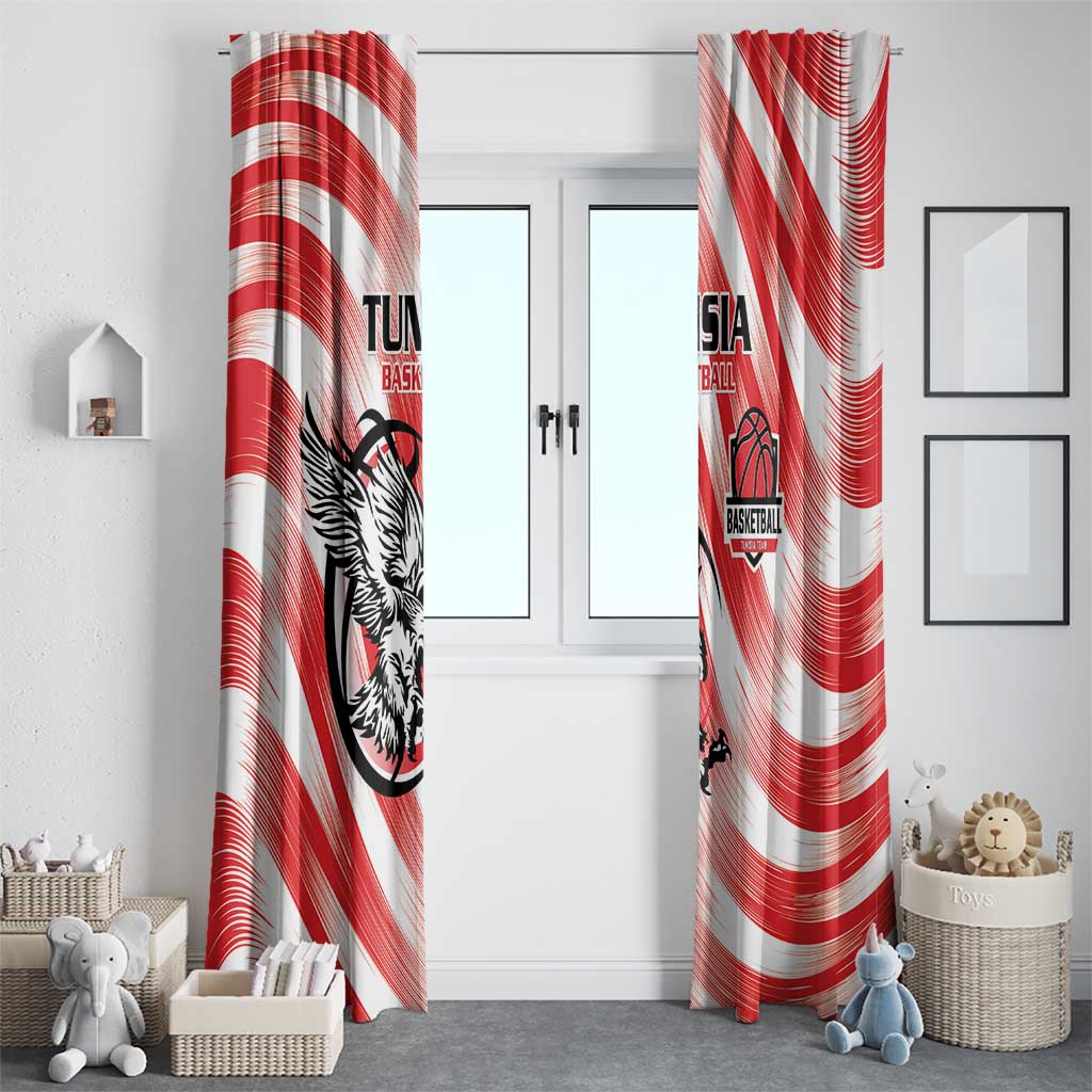Tunisia Basketball Window Curtain Go Eagles of Carthage - Wonder Print Shop
