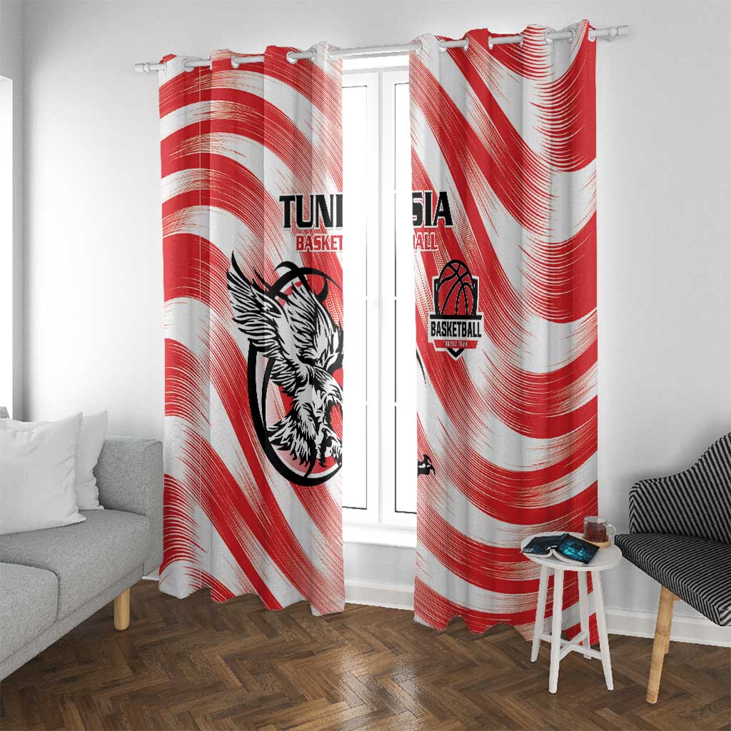 Tunisia Basketball Window Curtain Go Eagles of Carthage - Wonder Print Shop