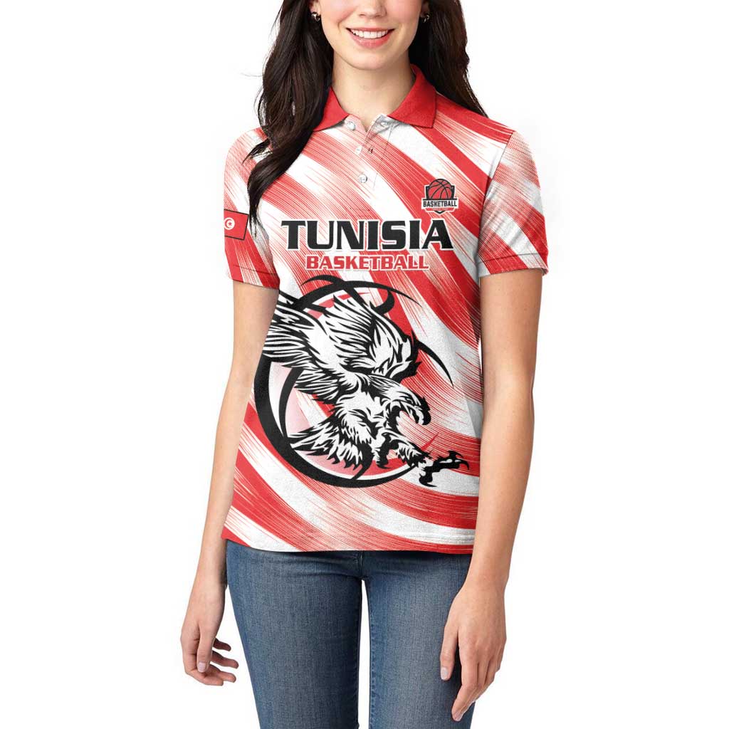Custom Tunisia Basketball Women Polo Shirt Go Eagles of Carthage - Wonder Print Shop