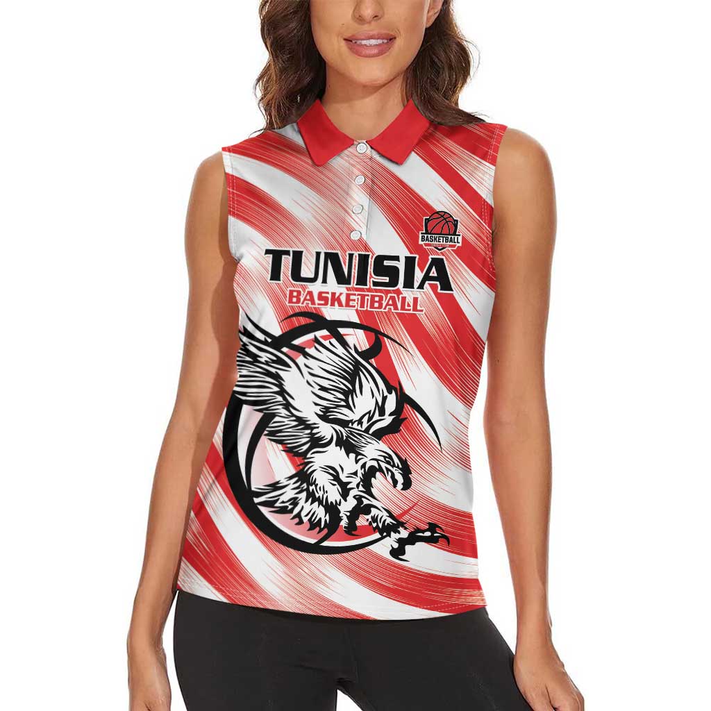 Custom Tunisia Basketball Women Sleeveless Polo Shirt Go Eagles of Carthage - Wonder Print Shop