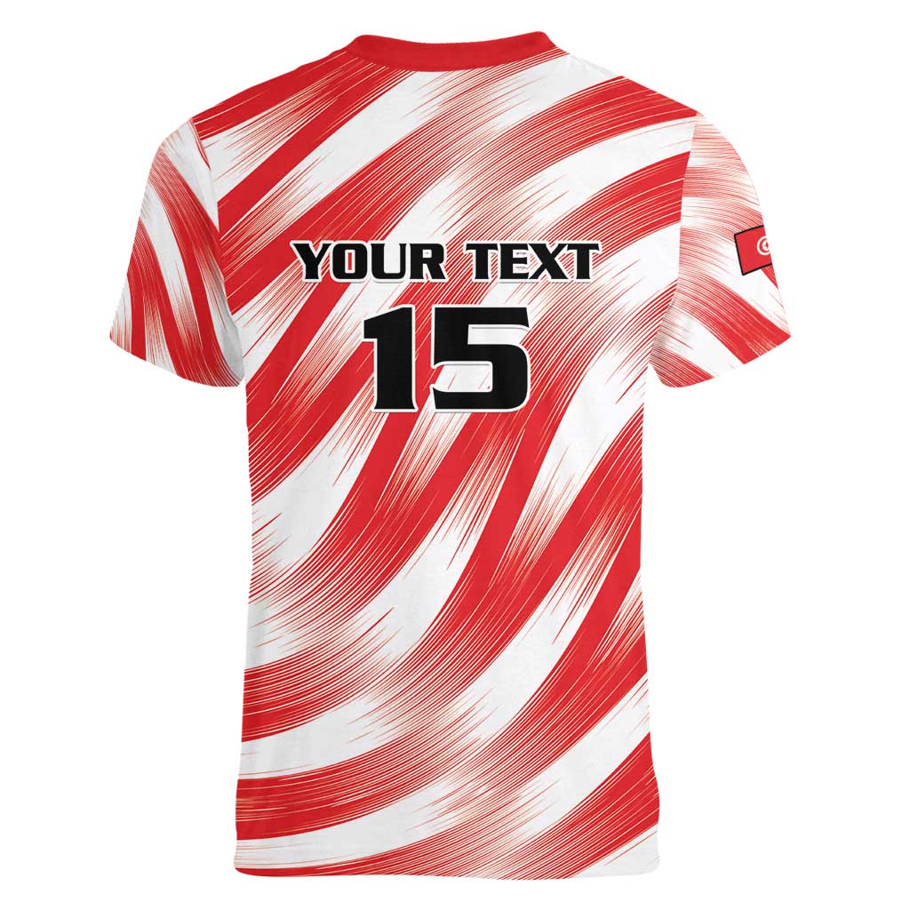 Custom Tunisia Basketball Women V-Neck T-Shirt Go Eagles of Carthage - Wonder Print Shop