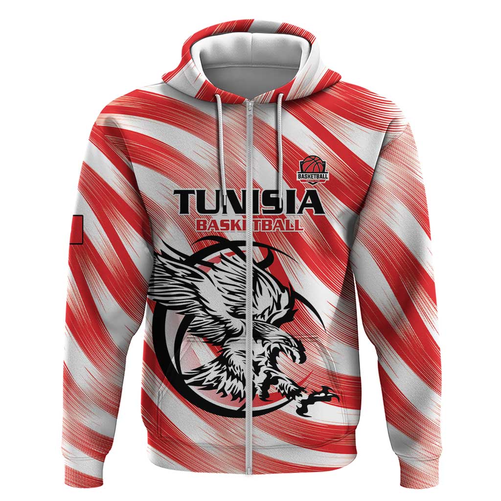 Custom Tunisia Basketball Zip Hoodie Go Eagles of Carthage - Wonder Print Shop