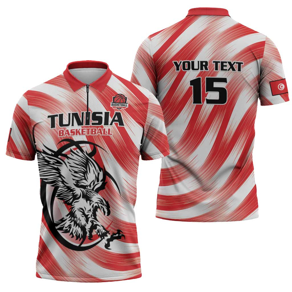 Custom Tunisia Basketball Zipper Polo Shirt Go Eagles of Carthage - Wonder Print Shop