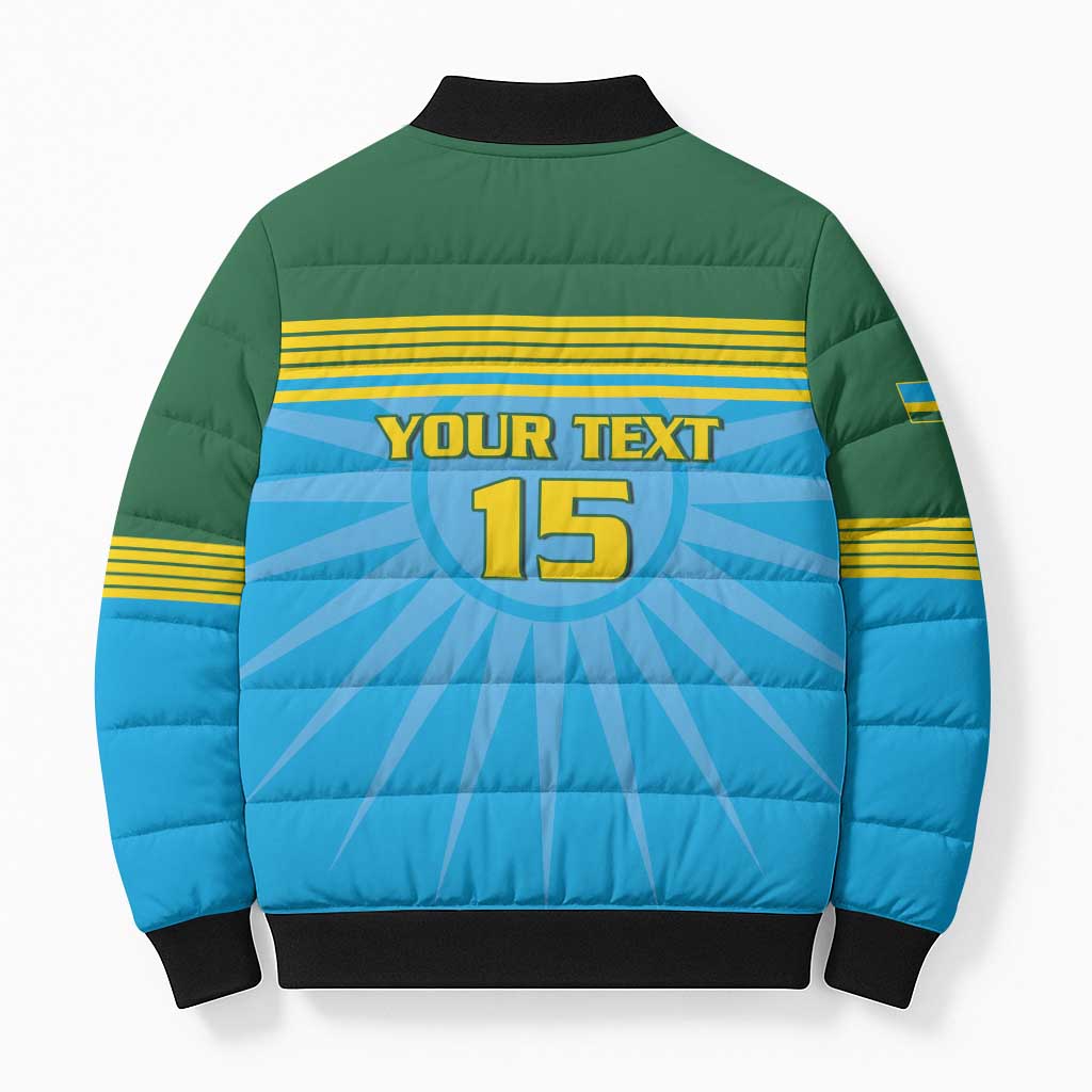 Custom Rwanda Basketball Bomber Puffer Jacket Go Champions - Wonder Print Shop