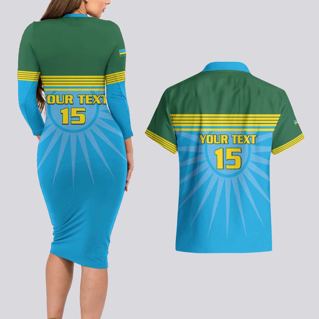 Custom Rwanda Basketball Couples Matching Long Sleeve Bodycon Dress and Hawaiian Shirt Go Champions - Wonder Print Shop