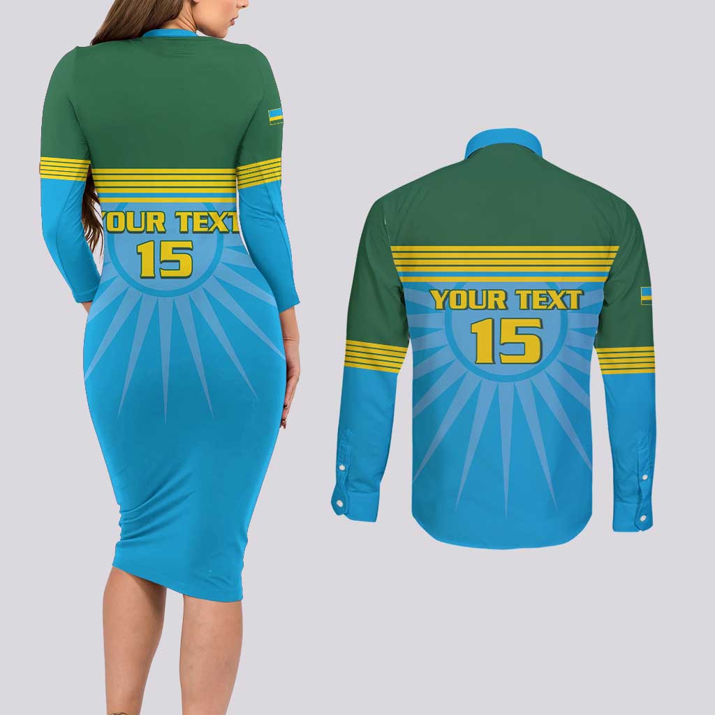 Custom Rwanda Basketball Couples Matching Long Sleeve Bodycon Dress and Long Sleeve Button Shirt Go Champions - Wonder Print Shop