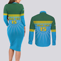 Custom Rwanda Basketball Couples Matching Long Sleeve Bodycon Dress and Long Sleeve Button Shirt Go Champions - Wonder Print Shop